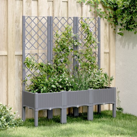 vidaXL Jardinera con enrejado PP gris 120x40x142 cm