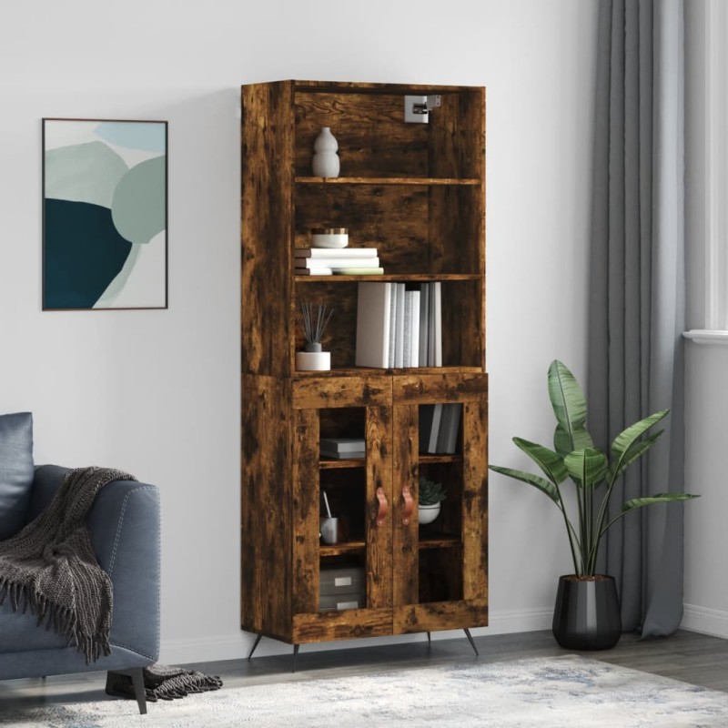 vidaXL Aparador alto madera contrachapada roble ahumado 69,5x34x180 cm vidaXL Aparador alto madera contrachapada roble ahumado 69,5x34x180 cm
