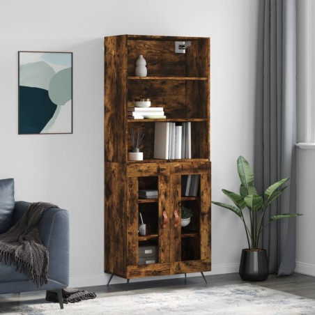 vidaXL Aparador alto madera contrachapada roble ahumado 69,5x34x180 cm