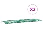 vidaXL Cojines banco jardín 2 uds tela estampado de hojas 180x50x7 cm vidaXL Cojines banco jardín 2 uds tela estampado de hojas 180x50x7 cm