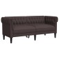 vidaXL Sofá Chesterfield de 2 plazas tela marrón oscuro