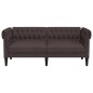 vidaXL Sofá Chesterfield de 2 plazas tela marrón oscuro
