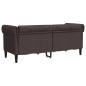 vidaXL Sofá Chesterfield de 2 plazas tela marrón oscuro