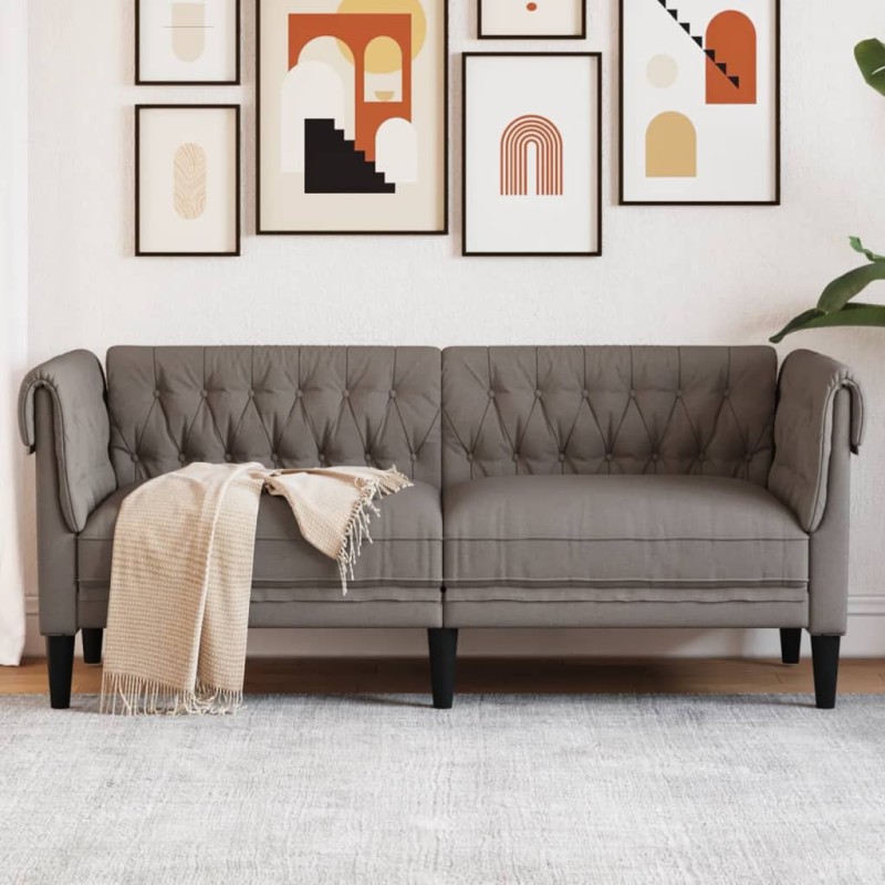 vidaXL Sofá Chesterfield de 2 plazas tela gris taupe vidaXL Sofá Chesterfield de 2 plazas tela gris taupe