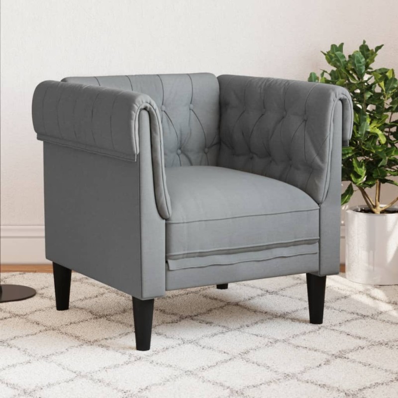 vidaXL Sillón Chesterfield de tela gris claro vidaXL Sillón Chesterfield de tela gris claro