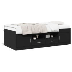 vidaXL Tumbona con cajones madera de ingeniería negro 100x200 cm