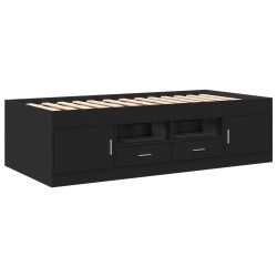 vidaXL Tumbona con cajones madera de ingeniería negro 100x200 cm