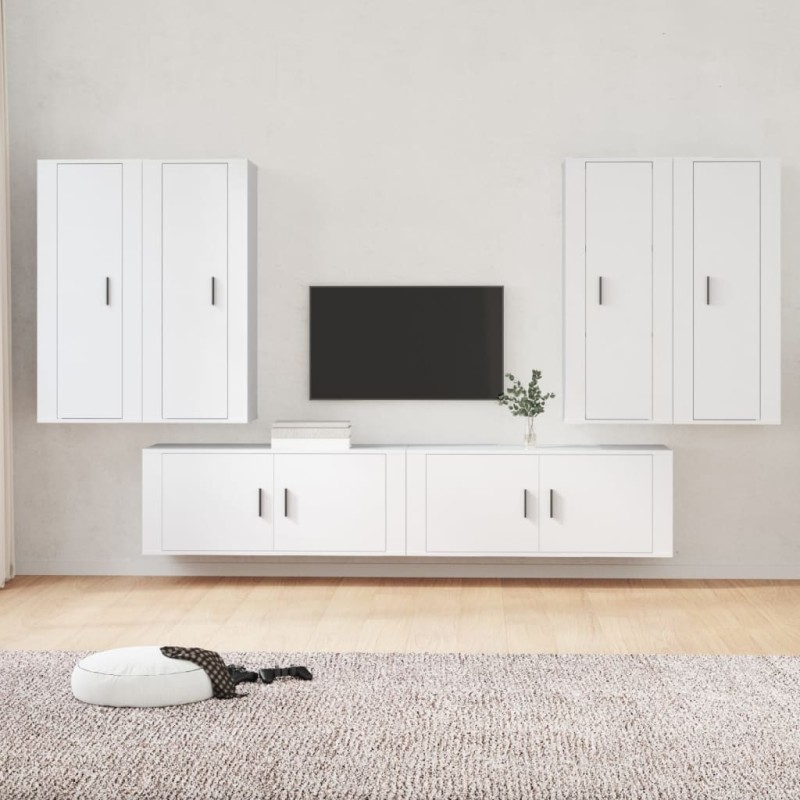 vidaXL Set de muebles para TV 6 piezas madera contrachapada blanco vidaXL Set de muebles para TV 6 piezas madera contrachapada blanco