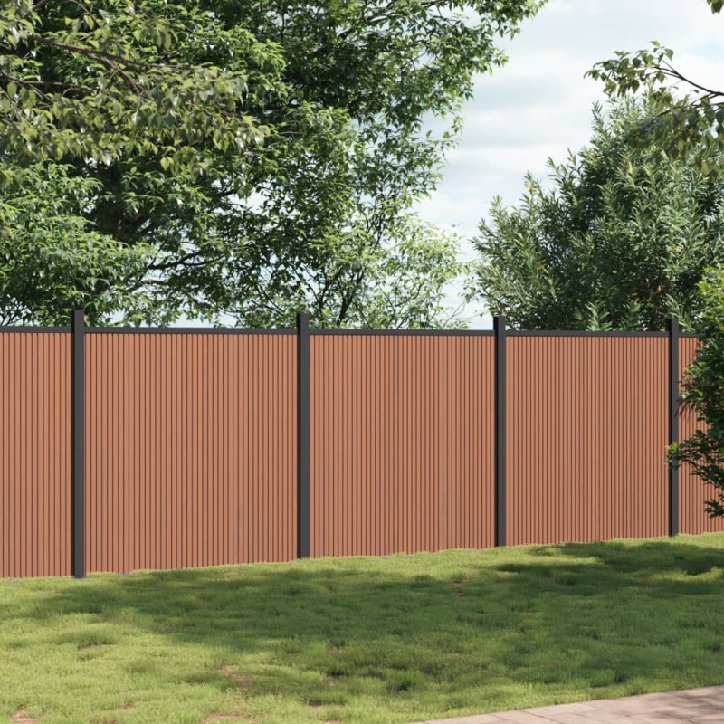 vidaXL Panel de valla WPC marrón 526x186 cm vidaXL Panel de valla WPC marrón 526x186 cm