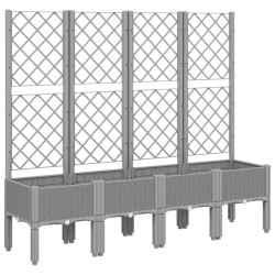 vidaXL Jardinera con enrejado PP gris claro 160x40x142 cm