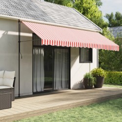 vidaXL Tela de repuesto de toldo rayas rojas y blancas 4,5x3,5 m