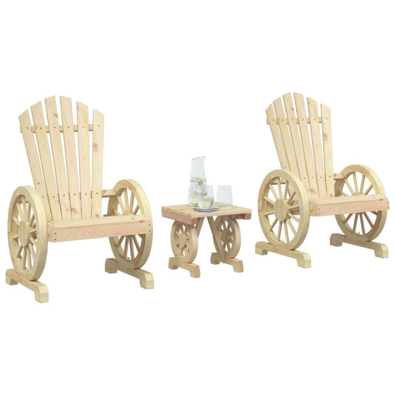vidaXL Juego de muebles de jardín 3 piezas madera maciza de abeto vidaXL Juego de muebles de jardín 3 piezas madera maciza de abeto