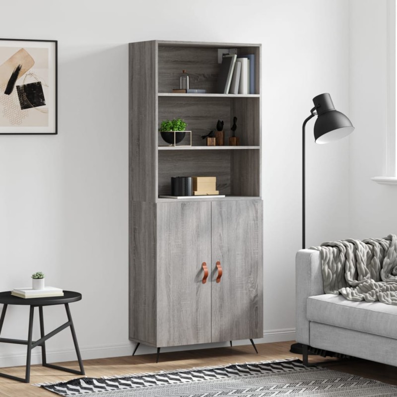 vidaXL Aparador alto madera contrachapada gris sonoma 69,5x34x180 cm vidaXL Aparador alto madera contrachapada gris sonoma 69,5x34x180 cm