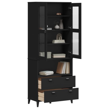 vidaXL Aparador alto VIKEN madera maciza de pino negro 80x40x200 cm