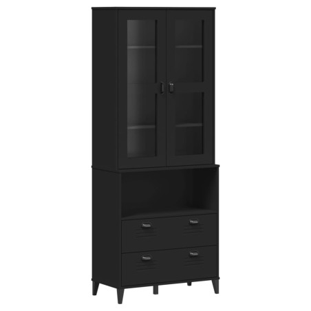 vidaXL Aparador alto VIKEN madera maciza de pino negro 80x40x200 cm