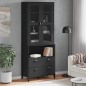 vidaXL Aparador alto VIKEN madera maciza de pino negro 80x40x200 cm