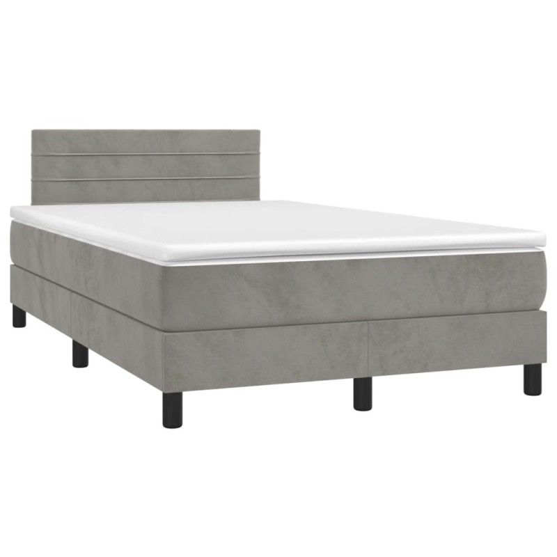 vidaXL Cama box spring colchón y LED terciopelo gris claro 120x190 cm vidaXL Cama box spring colchón y LED terciopelo gris claro 120x190 cm