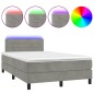 vidaXL Cama box spring colchón y LED terciopelo gris claro 120x190 cm vidaXL Cama box spring colchón y LED terciopelo gris claro 120x190 cm