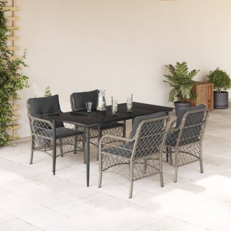 vidaXL Set comedor de jardín 5 pzas cojines ratán sintético gris claro