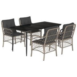 vidaXL Set comedor de jardín 5 pzas cojines ratán sintético gris claro