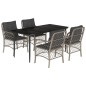 vidaXL Set comedor de jardín 5 pzas cojines ratán sintético gris claro