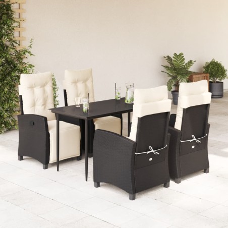 vidaXL Set de muebles jardín 5 pzas con cojines ratán sintético negro