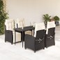 vidaXL Set de muebles jardín 5 pzas con cojines ratán sintético negro vidaXL Set de muebles jardín 5 pzas con cojines ratán sintético negro