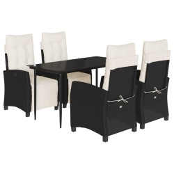 vidaXL Set de muebles jardín 5 pzas con cojines ratán sintético negro