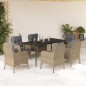 vidaXL Set comedor de jardín 7 pzas con cojines ratán sintético beige vidaXL Set comedor de jardín 7 pzas con cojines ratán sintético beige