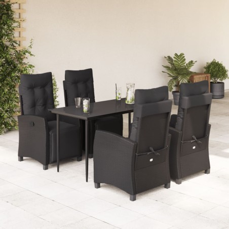 vidaXL Set de muebles jardín 5 pzas con cojines ratán sintético negro
