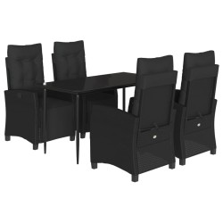 vidaXL Set de muebles jardín 5 pzas con cojines ratán sintético negro