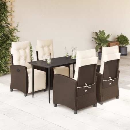 vidaXL Set comedor de jardín 5 piezas y cojines ratán sintético marrón
