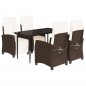 vidaXL Set comedor de jardín 5 piezas y cojines ratán sintético marrón vidaXL Set comedor de jardín 5 piezas y cojines ratán sintético marrón