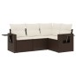 vidaXL Set de sofás de jardín 4 pzas y cojines ratán sintético marrón vidaXL Set de sofás de jardín 4 pzas y cojines ratán sintético marrón