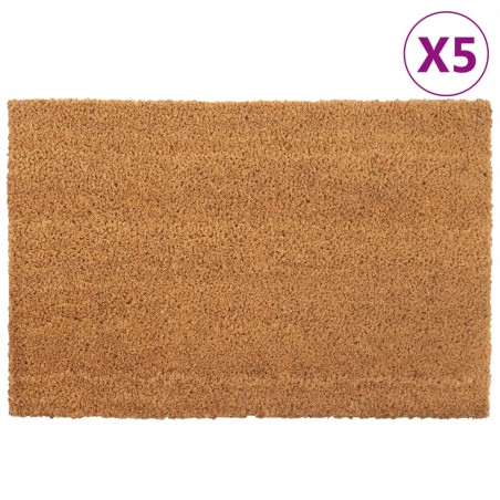vidaXL Felpudos 5 unidades fibra de coco natural 40x60 cm