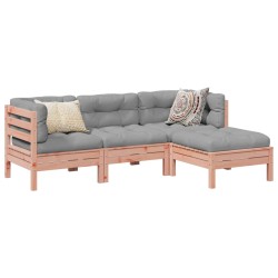 vidaXL Set de sofás jardín 4 pzas con cojines madera abeto Douglas