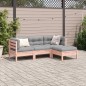 vidaXL Set de sofás jardín 4 pzas con cojines madera abeto Douglas vidaXL Set de sofás jardín 4 pzas con cojines madera abeto Douglas