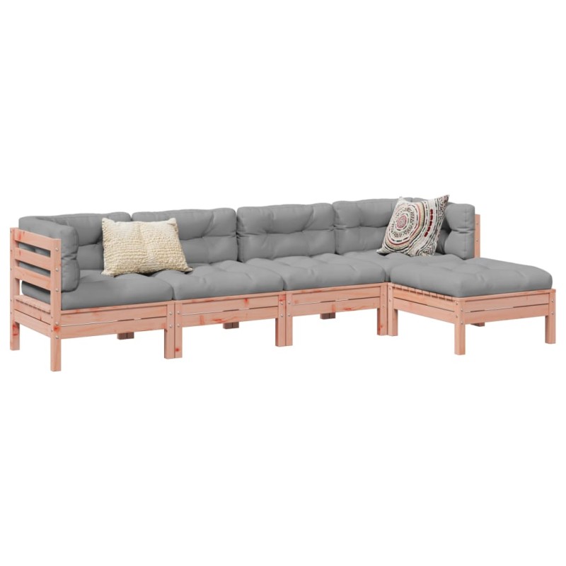 vidaXL Set de sofás jardín 5 pzas con cojines madera abeto Douglas vidaXL Set de sofás jardín 5 pzas con cojines madera abeto Douglas