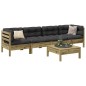 vidaXL Set de sofás jardín 5 pzas con cojines madera pino impregnada vidaXL Set de sofás jardín 5 pzas con cojines madera pino impregnada