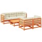 vidaXL Set de sofás jardín 6 pzas con cojines madera pino marrón cera vidaXL Set de sofás jardín 6 pzas con cojines madera pino marrón cera