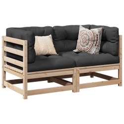 vidaXL Juego de sofás de jardín 2 piezas madera maciza de pino