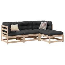 vidaXL Juego de sofás de jardín 4 pzas madera maciza de pino