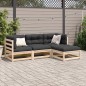 vidaXL Juego de sofás de jardín 4 pzas madera maciza de pino vidaXL Juego de sofás de jardín 4 pzas madera maciza de pino