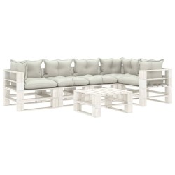 vidaXL Set muebles de palets para jardín 6 pzas madera cojines beige
