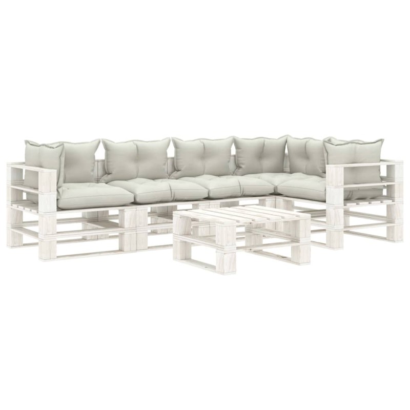 vidaXL Set muebles de palets para jardín 6 pzas madera cojines beige