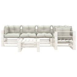 vidaXL Set muebles de palets para jardín 6 pzas madera cojines beige