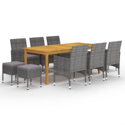 vidaXL Juego de comedor de jardín de 11 piezas gris