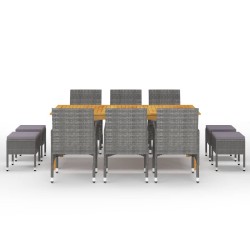 vidaXL Juego de comedor de jardín de 11 piezas gris