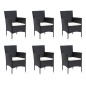 vidaXL Set de comedor de jardín 7 pzas y cojines ratán sintético negro vidaXL Set de comedor de jardín 7 pzas y cojines ratán sintético negro