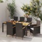 vidaXL Juego de comedor de jardín 7 piezas ratán sintético negro